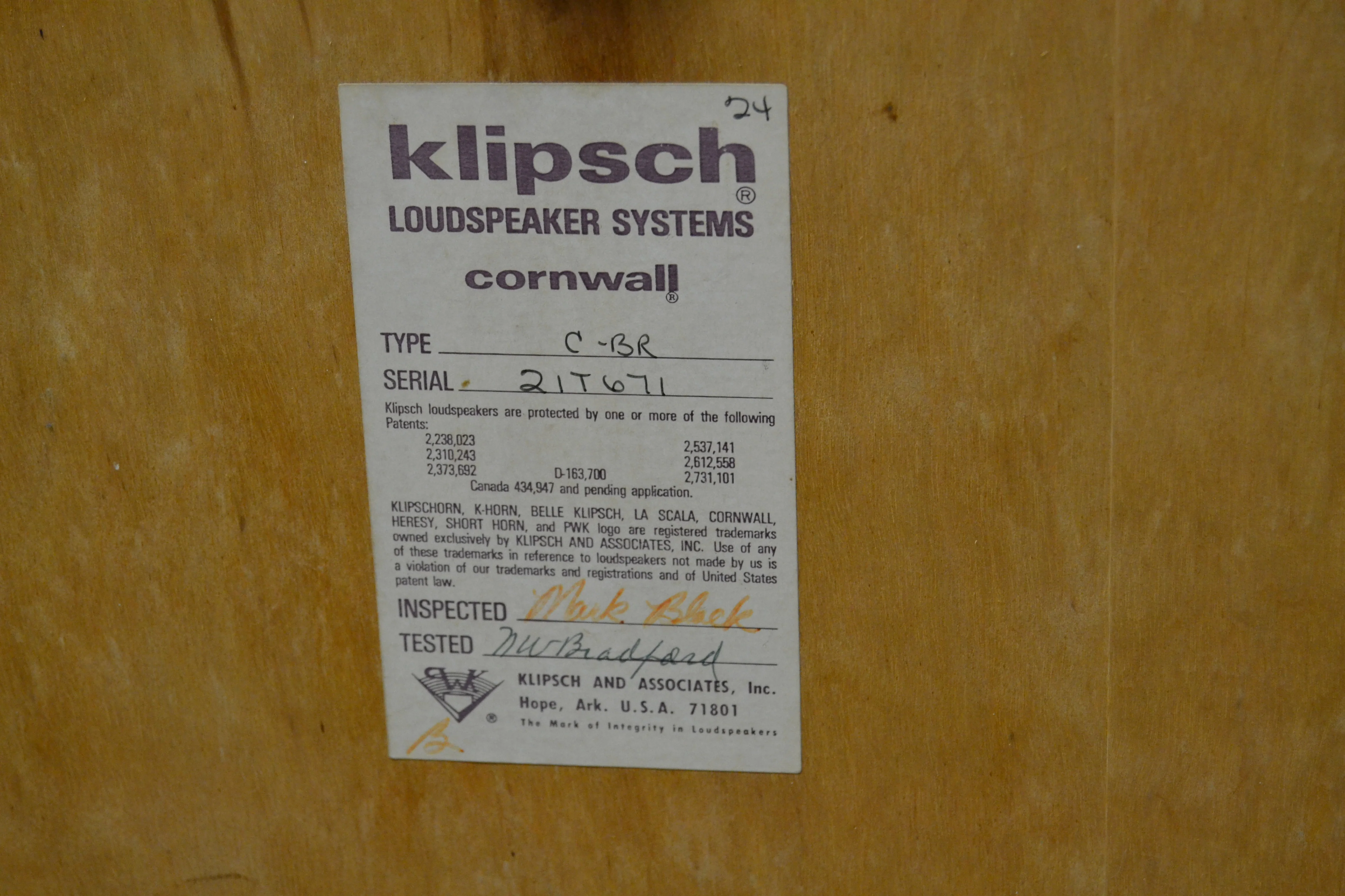 1979 Klipsch Cornwall Speakers * Oak - Image 7