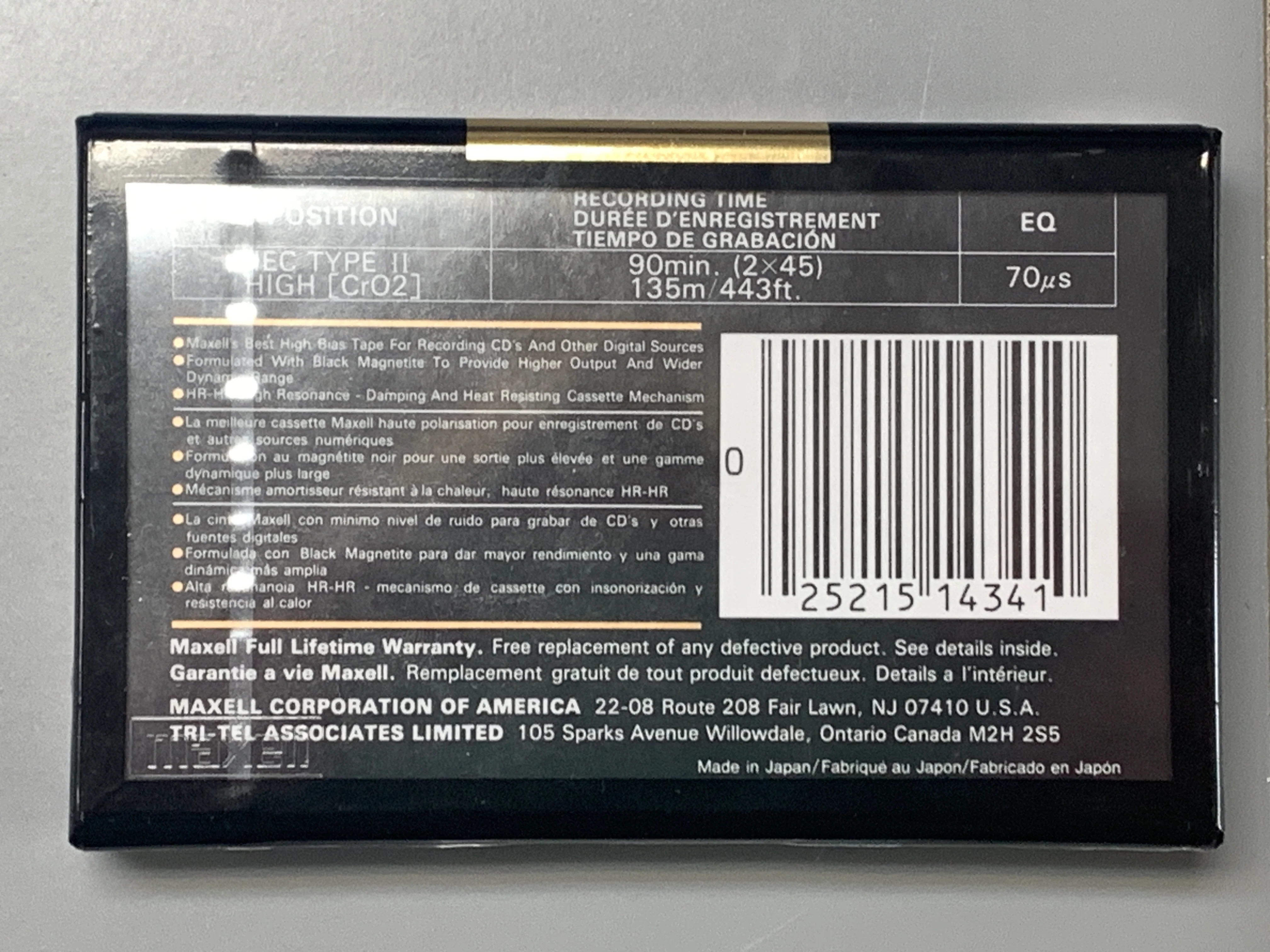 1992-96 Maxell XLII-S IEC Type II High CrO2 SEALED Blank Cassette 90 mins - Image 2