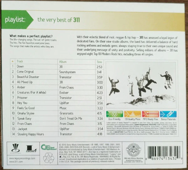 311 - Playlist: The Very Best Of 311 (CD, Comp, RM, Dig) (Near Mint (NM or M-)) - Image 2