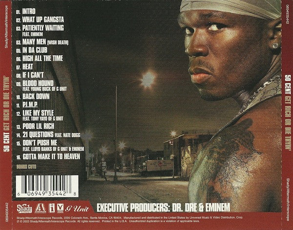 50 Cent - Get Rich Or Die Tryin' (CD, Album, UML) (Near Mint (NM or M-)) - Image 2