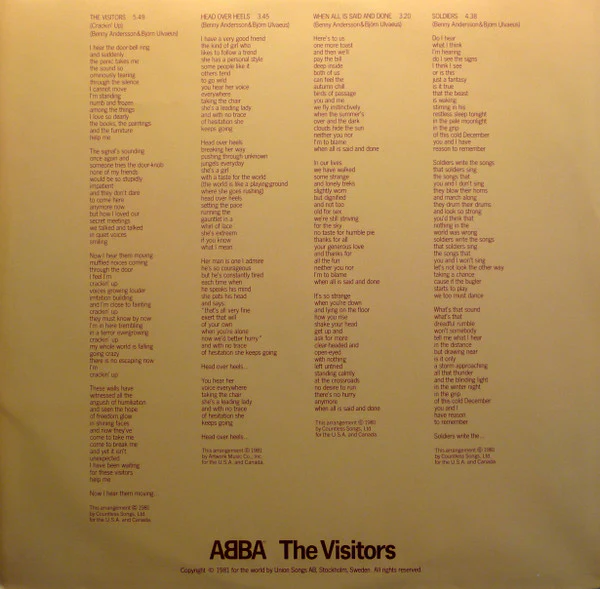 ABBA - The Visitors (LP, Album, SP ) (Very Good Plus (VG+)) - Image 5