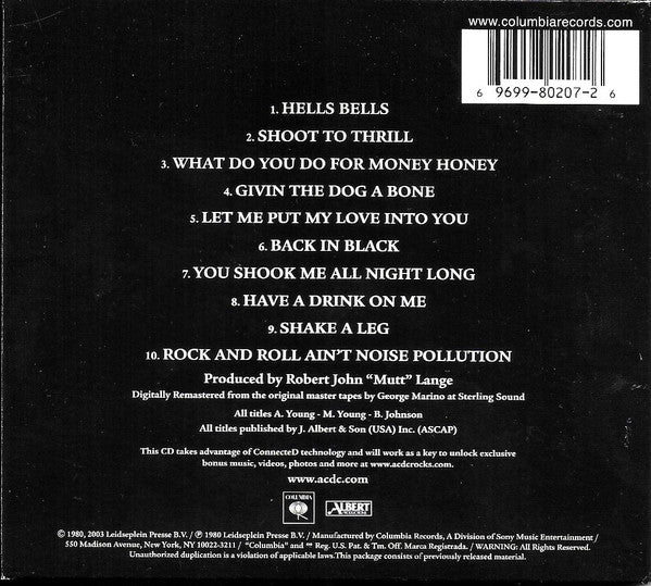 AC/DC - Back In Black (CD, Album, Enh, RE, RM, Dig) (Very Good Plus (VG+)) - Image 2