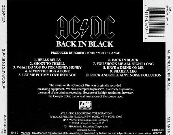 AC/DC - Back In Black (CD, Album, RE) (Very Good Plus (VG+)) - Image 2