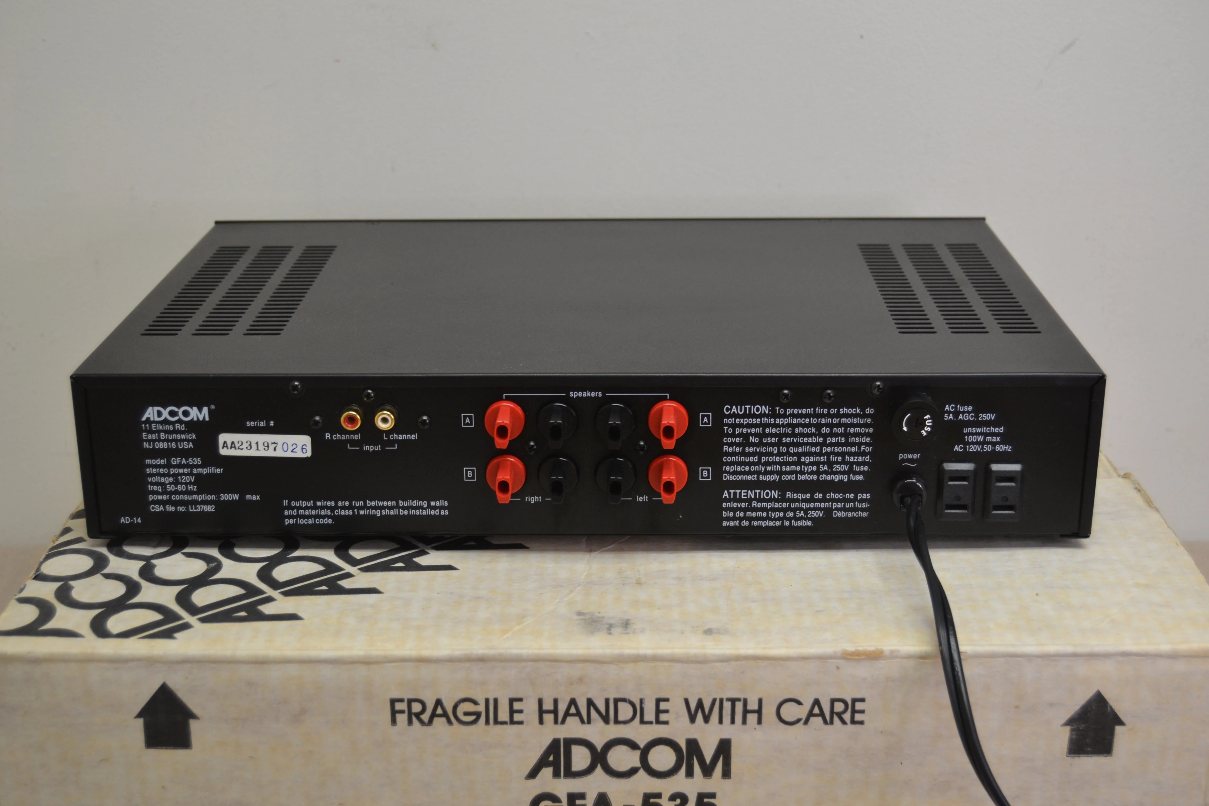Adcom GFA-535 Stereo Power Amplifier * 60W RMS * Box * Manual - Image 9