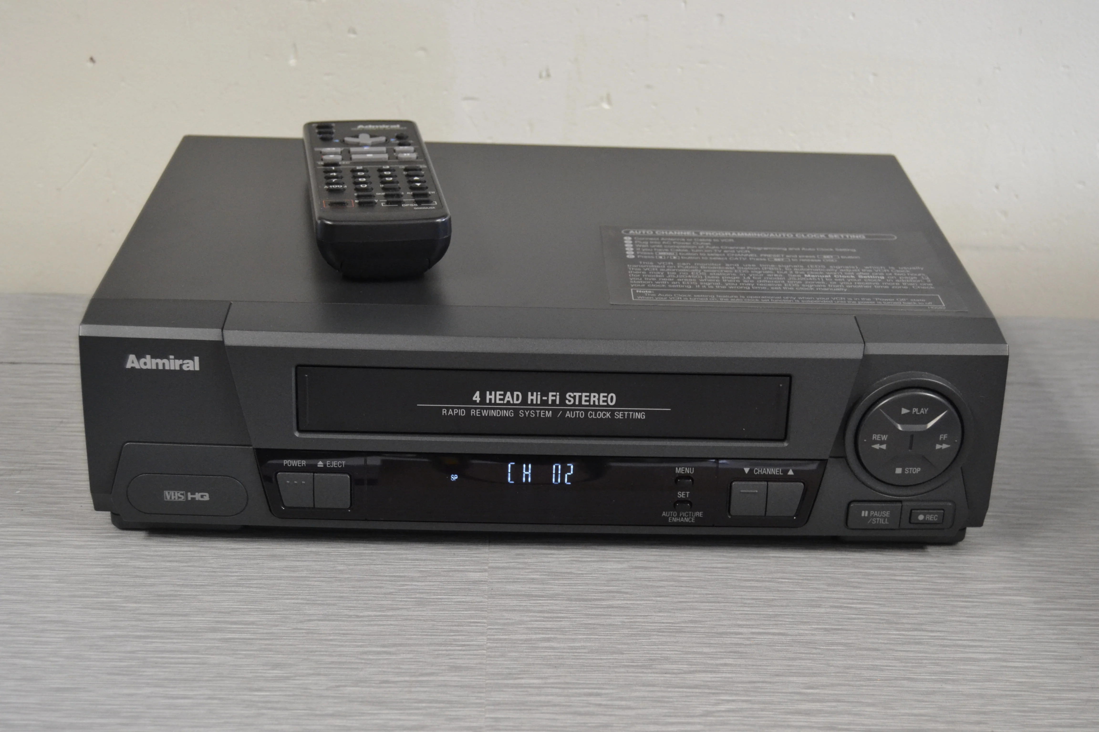 Admiral JSJ20451 Video Cassette Recorder VHS with Remote