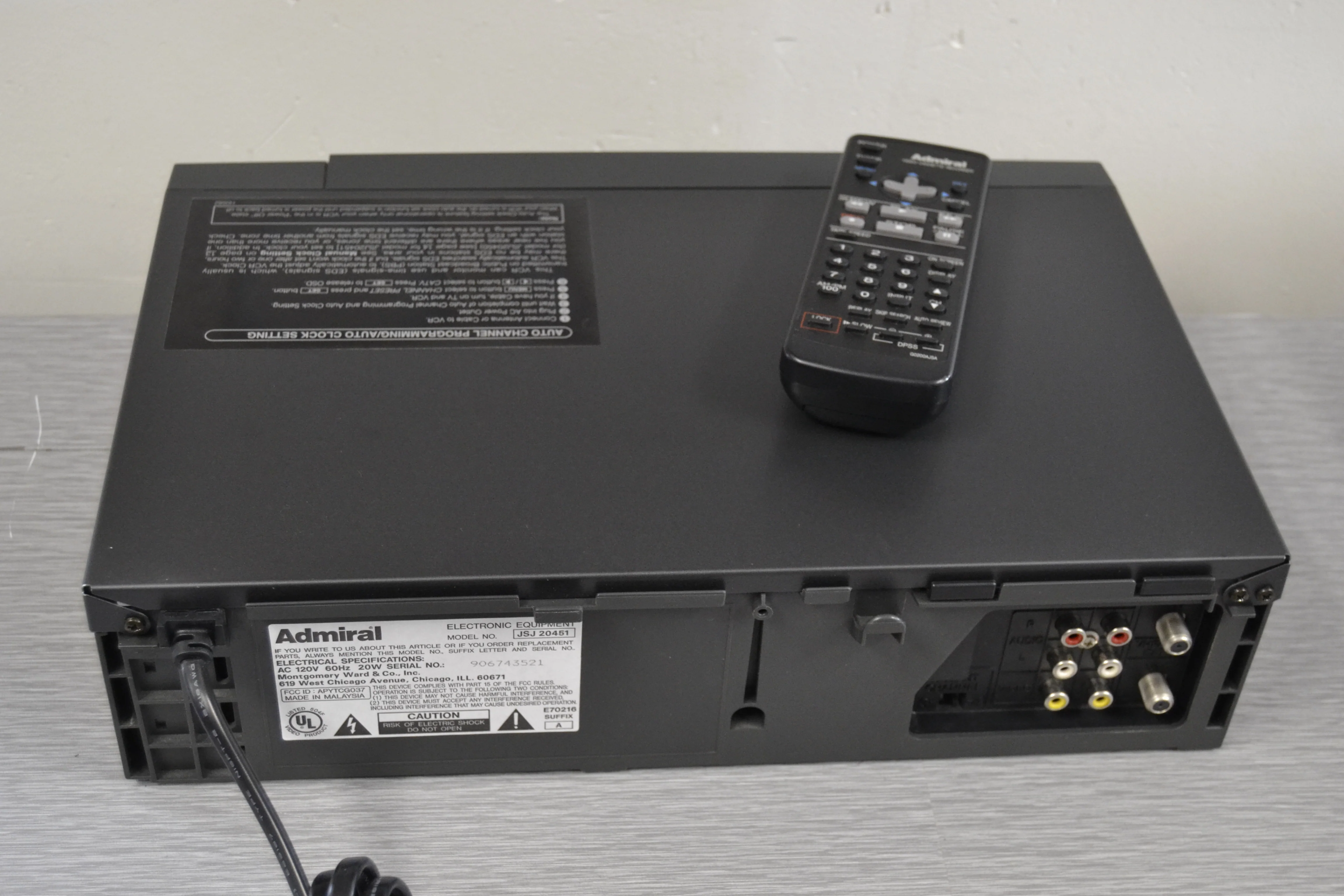 Admiral JSJ20451 Video Cassette Recorder VHS with Remote - Image 7