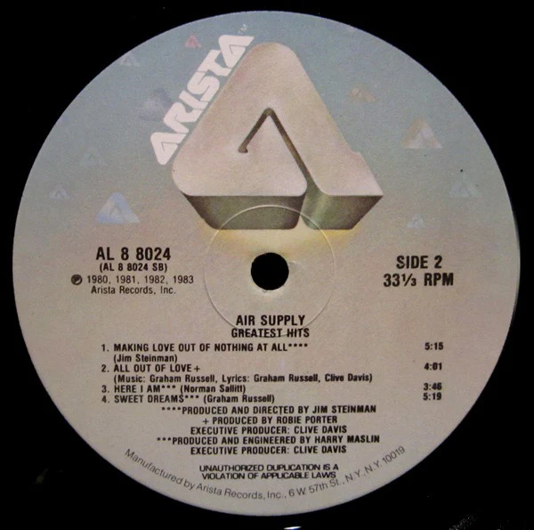 Air Supply - Greatest Hits (LP, Comp, Ind) (Very Good Plus (VG+)) - Image 4