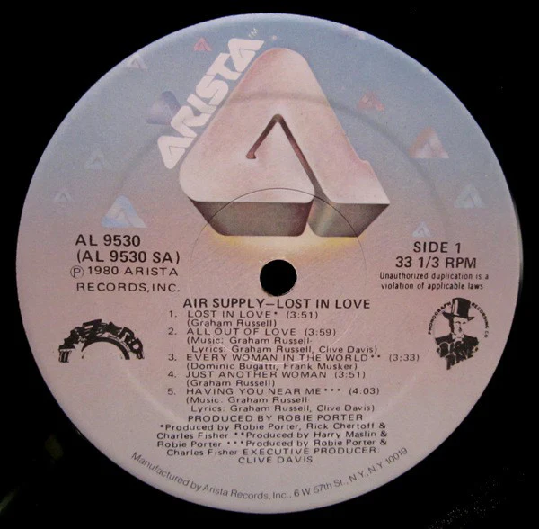 Air Supply - Lost In Love (LP, Album) (Very Good Plus (VG+)) - Image 3