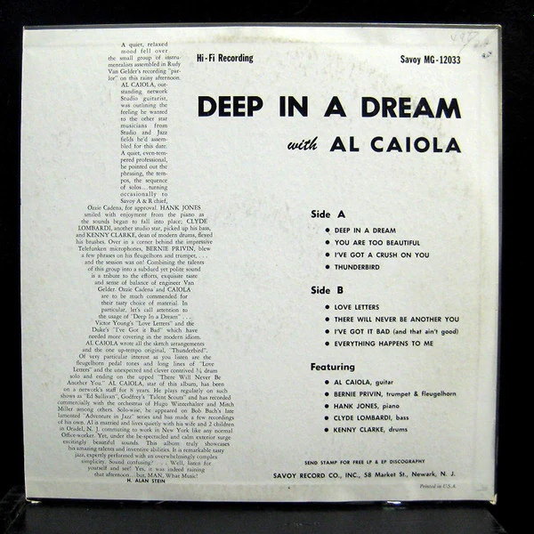 Al Caiola - Deep In A Dream - The Guitar Of Al Caiola (LP, Album, Mono) (Very Good (VG)) - Image 2