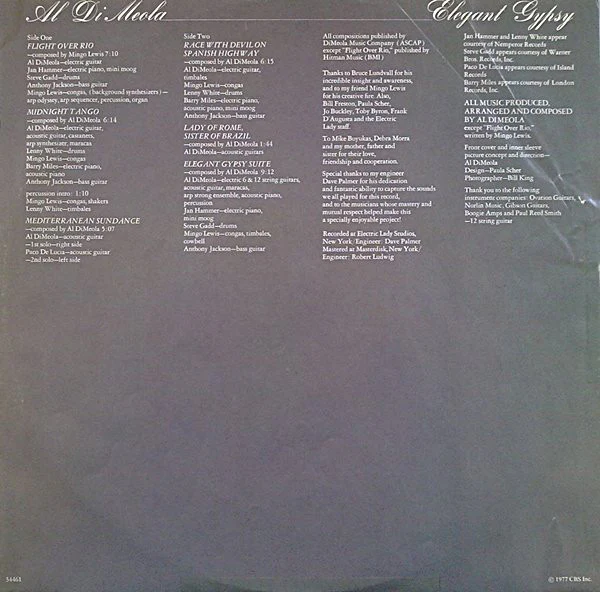 Al Di Meola - Elegant Gypsy (LP, Album, Pit) (Near Mint (NM or M-)) - Image 5