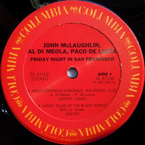 Al Di Meola / John McLaughlin / Paco De Lucía - Friday Night In San Francisco (LP, Album) (Near Mint (NM or M-)) - Image 3