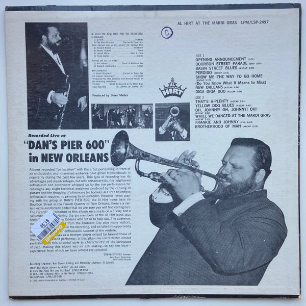 Al Hirt - At The Mardi Gras (LP, Album, Mono, Ind) (Very Good (VG)) - Image 2