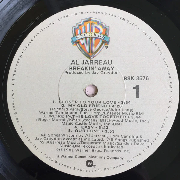 Al Jarreau - Breakin' Away (LP, Album, Win) (Near Mint (NM or M-)) - Image 3