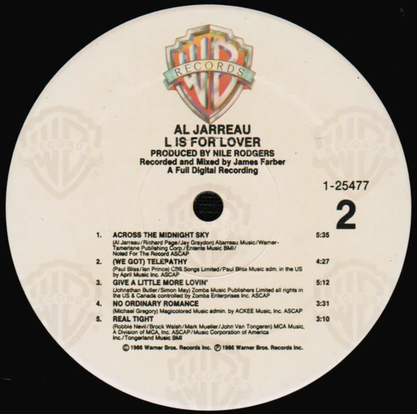 Al Jarreau - L Is For Lover (LP, Album, Spe) (Near Mint (NM or M-)) - Image 4
