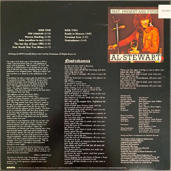 Al Stewart - Past · Present And Future (LP, Album, RE) (Very Good Plus (VG+)) - Image 2