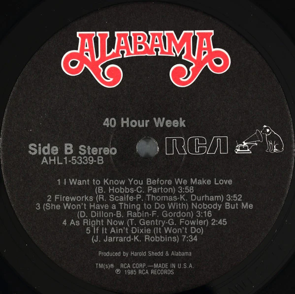 Alabama - 40 Hour Week (LP, Album) (Very Good Plus (VG+)) - Image 4