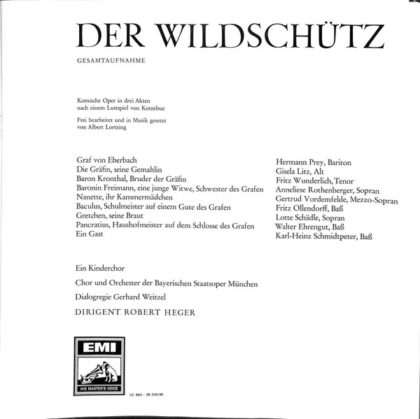 Albert Lortzing, Gisela Litz, Anneliese Rothenberger, Lotte SchĂ€dle, Fritz Ollendorff, Hermann Prey, Fritz Wunderlich, Chor Der Bayerischen Staatsoper, Bayerisches Staatsorchester, Robert Heger - Der WildschĂŒtz Gesamtaufnahme (3xLP, Album + Box, RE) (Ne - Image 4
