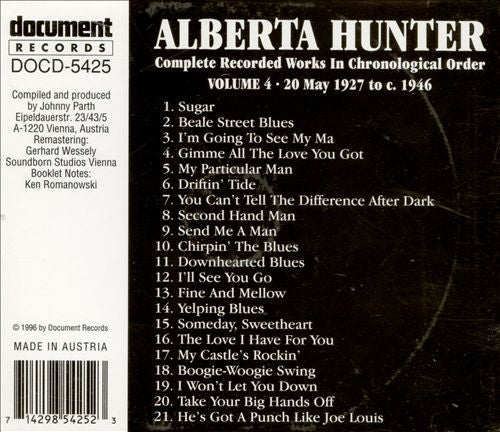 Alberta Hunter - Complete Recorded Works In Chronological Order Volume 4 (1927-1946) (CD, Comp) (Near Mint (NM or M-)) - Image 2