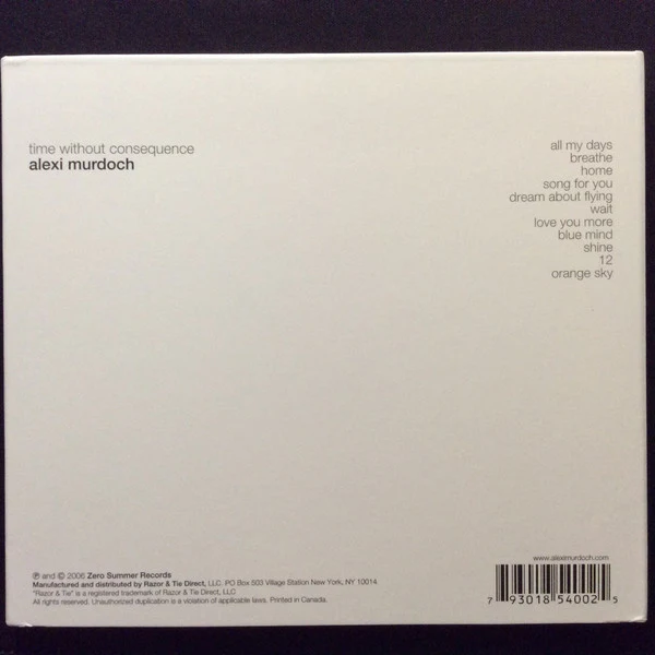 Alexi Murdoch - Time Without Consequence (CD, Album, Dig) (Near Mint (NM or M-)) - Image 2