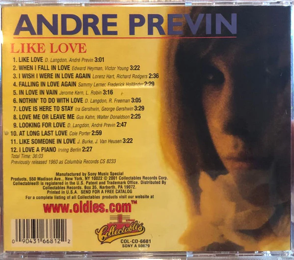 André Previn - Like Love (CD, Album, RM) (Near Mint (NM or M-)) - Image 2
