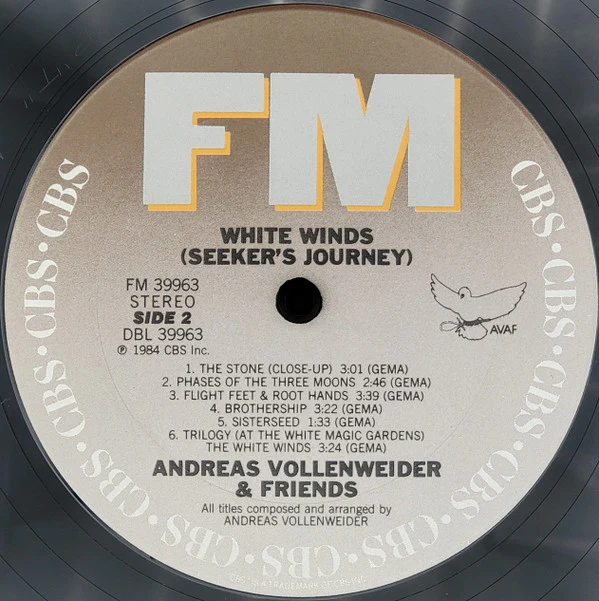 Andreas Vollenweider - White Winds (Seeker's Journey) (LP, Album, Pit) (Near Mint (NM or M-)) - Image 4