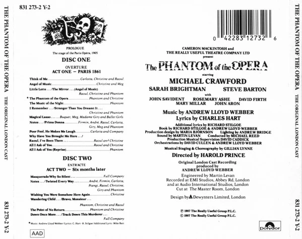 Andrew Lloyd Webber, "The Phantom Of The Opera" Original London Cast - The Phantom Of The Opera (2xCD, Album) (Very Good Plus (VG+)) - Image 3