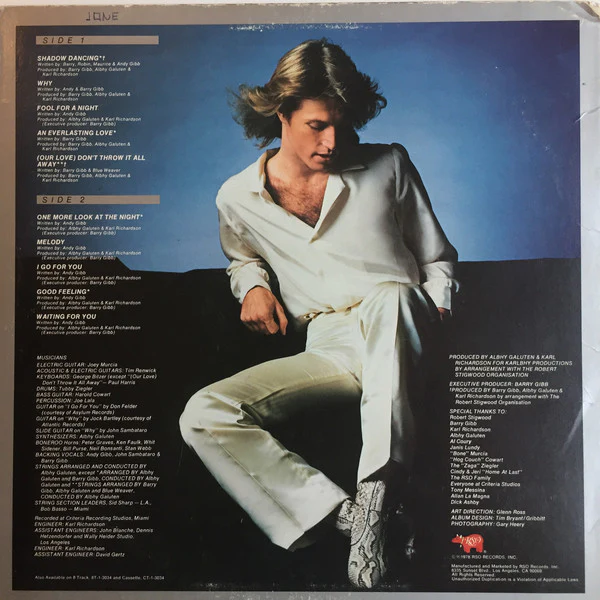 Andy Gibb - Shadow Dancing (LP, Album, Spe) (Very Good Plus (VG+)) - Image 2