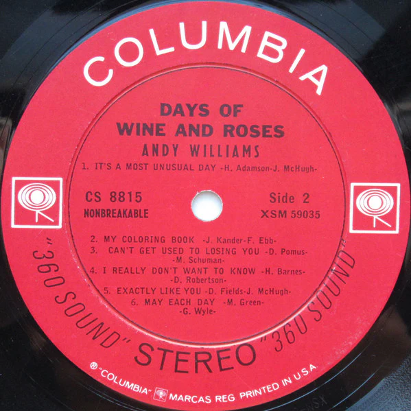 Andy Williams - Days Of Wine And Roses (LP, Album, Pit) (Very Good Plus (VG+)) - Image 4