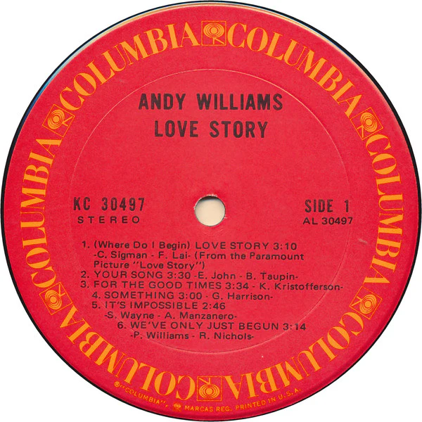 Andy Williams - Love Story (LP, Album, Ter) (Very Good (VG)) - Image 3