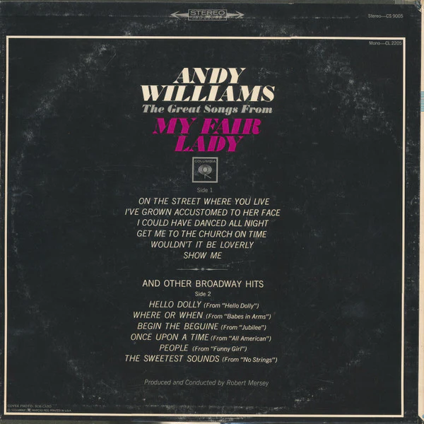 Andy Williams - Songs From My Fair Lady And Other Broadway Hits (LP, Album, Ter) (Very Good Plus (VG+)) - Image 2