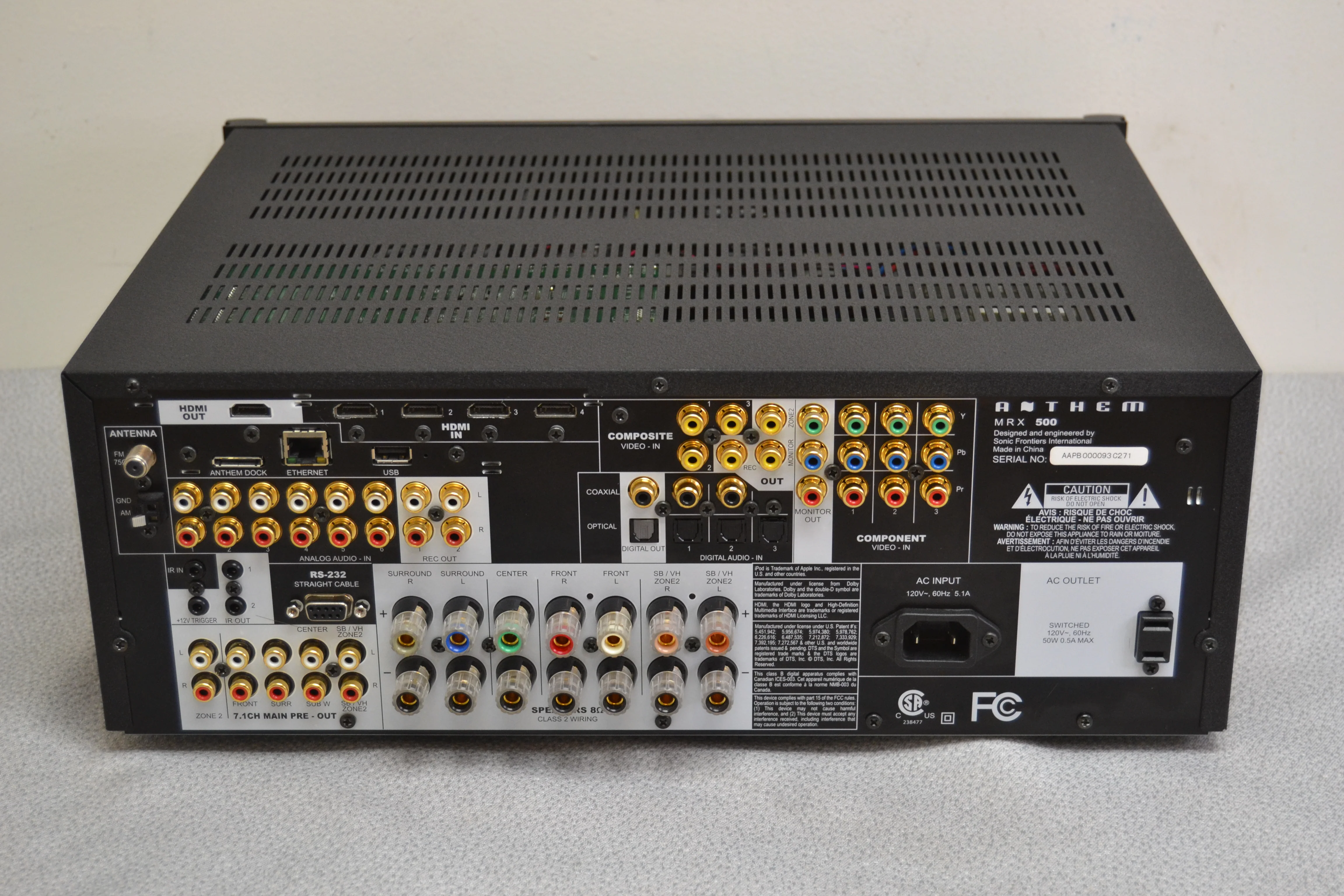 Anthem MAX500 Stereo Av Receiver * Remote * Manual - Image 16