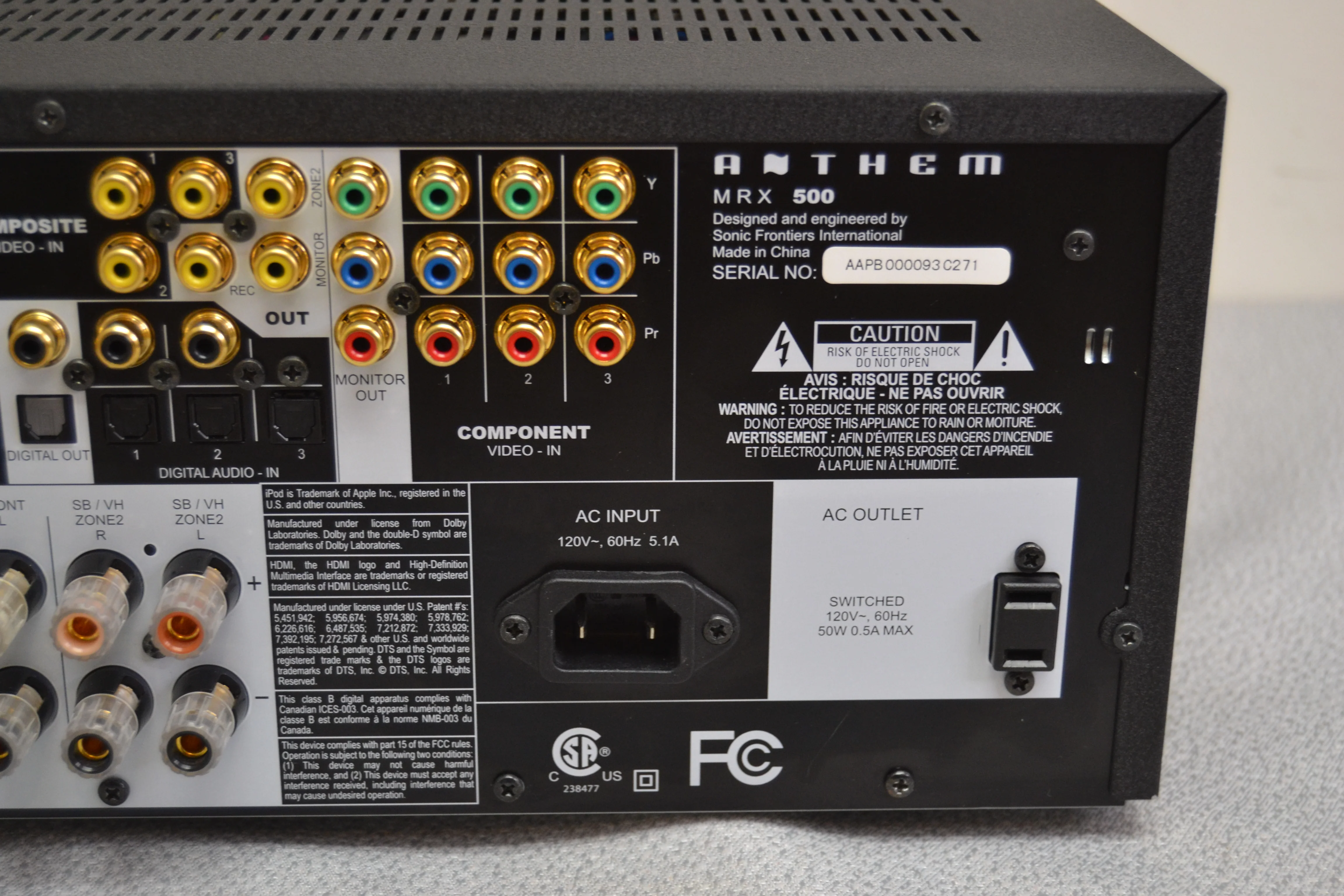 Anthem MAX500 Stereo Av Receiver * Remote * Manual - Image 19