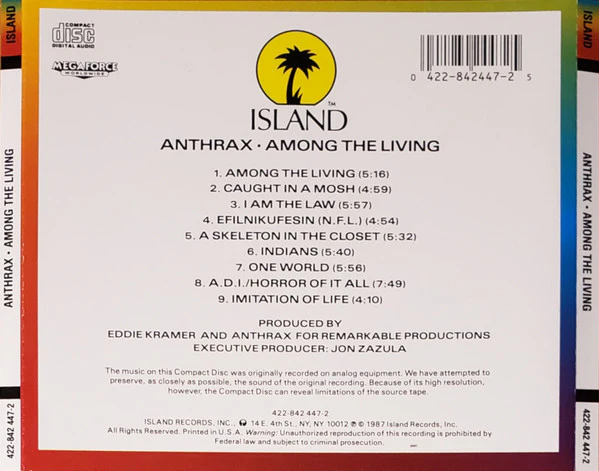 Anthrax - Among The Living (CD, Album, RE) (Very Good Plus (VG+)) - Image 4