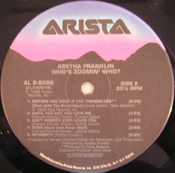 Aretha* - Who's Zoomin' Who? (LP, Album, Ind) (Very Good Plus (VG+)) - Image 4