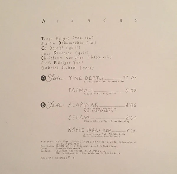 Arkadaş - Arkadaş (LP, Album) (Near Mint (NM or M-)) - Image 2