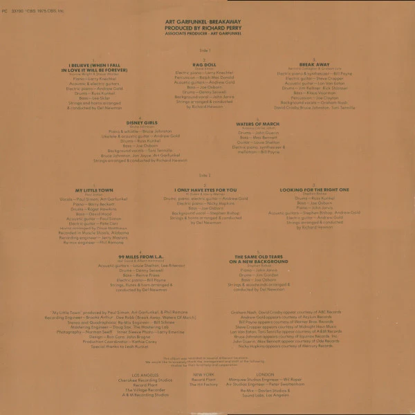 Art Garfunkel - Breakaway (LP, Album, Ter) (Very Good Plus (VG+)) - Image 4