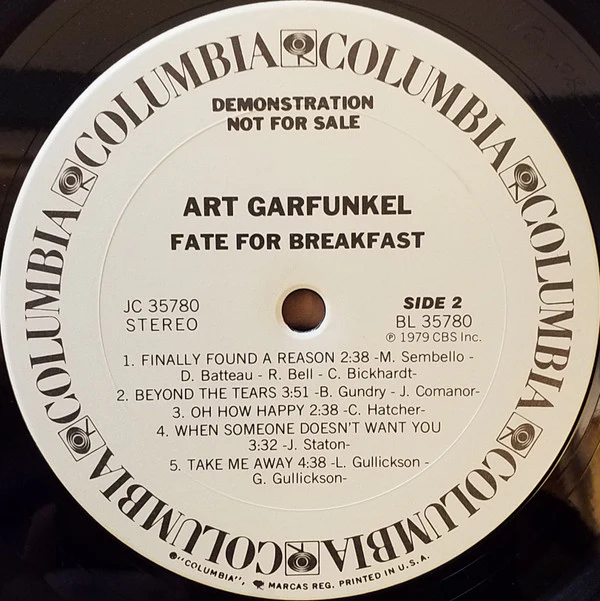 Art Garfunkel - Fate For Breakfast (LP, Album, Promo, Pit) (Very Good Plus (VG+)) - Image 3
