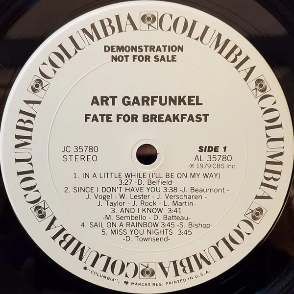 Art Garfunkel - Fate For Breakfast (LP, Album, Promo, Pit) (Very Good Plus (VG+)) - Image 4