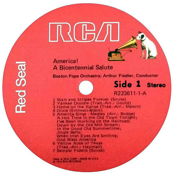 Arthur Fiedler / Boston Pops Orchestra - America! A Bicentennial Salute (2xLP, Comp) (Near Mint (NM or M-)) - Image 3