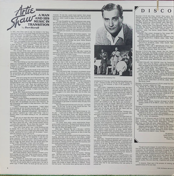 Artie Shaw - The Complete Artie Shaw Volume VI, 1942-1945 (2xLP, Comp, Mono, Gat) (Near Mint (NM or M-)) - Image 2