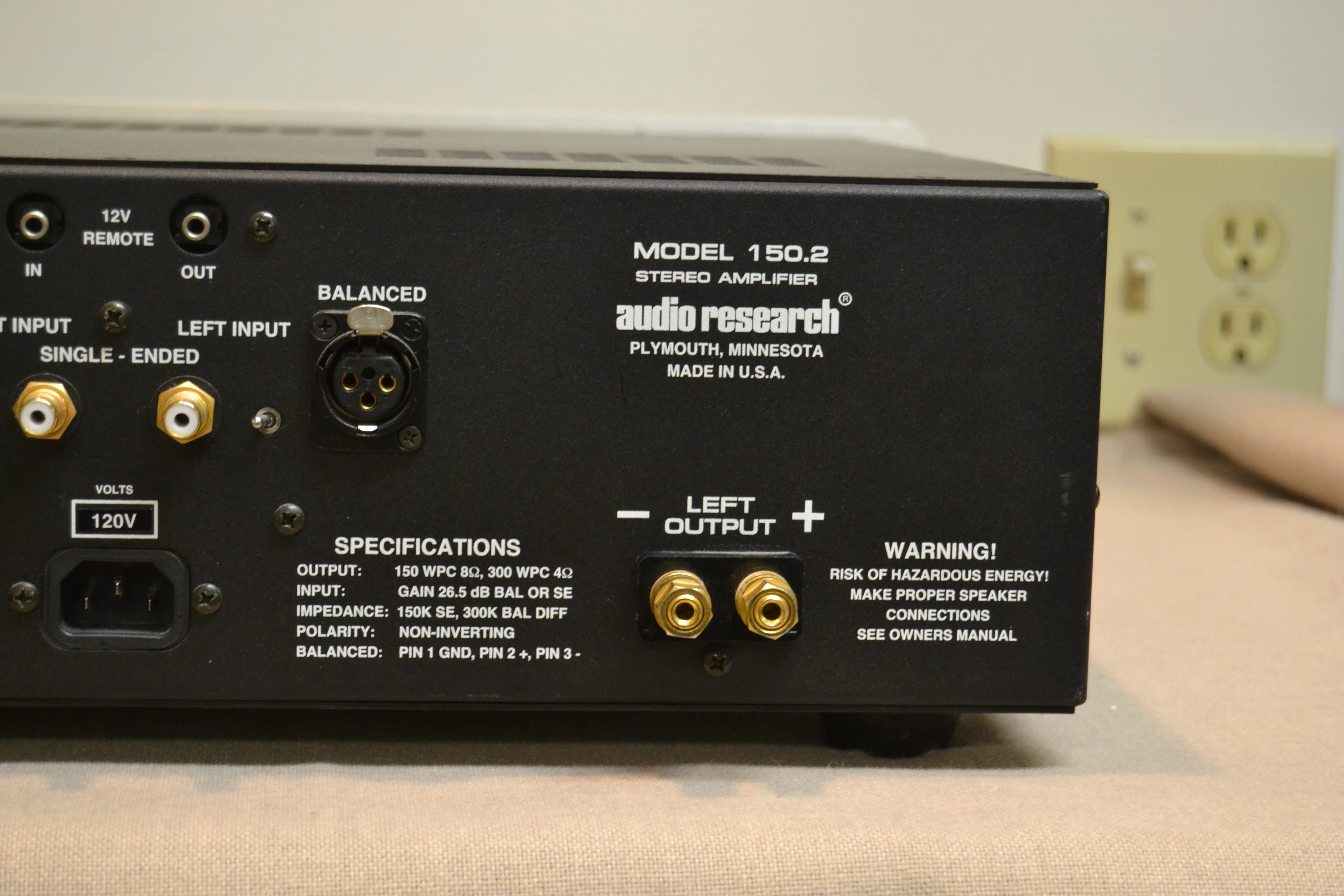 Audio Research 150.2 Power Amplifier * 150W RMS * Manuals * Original Box - Image 9