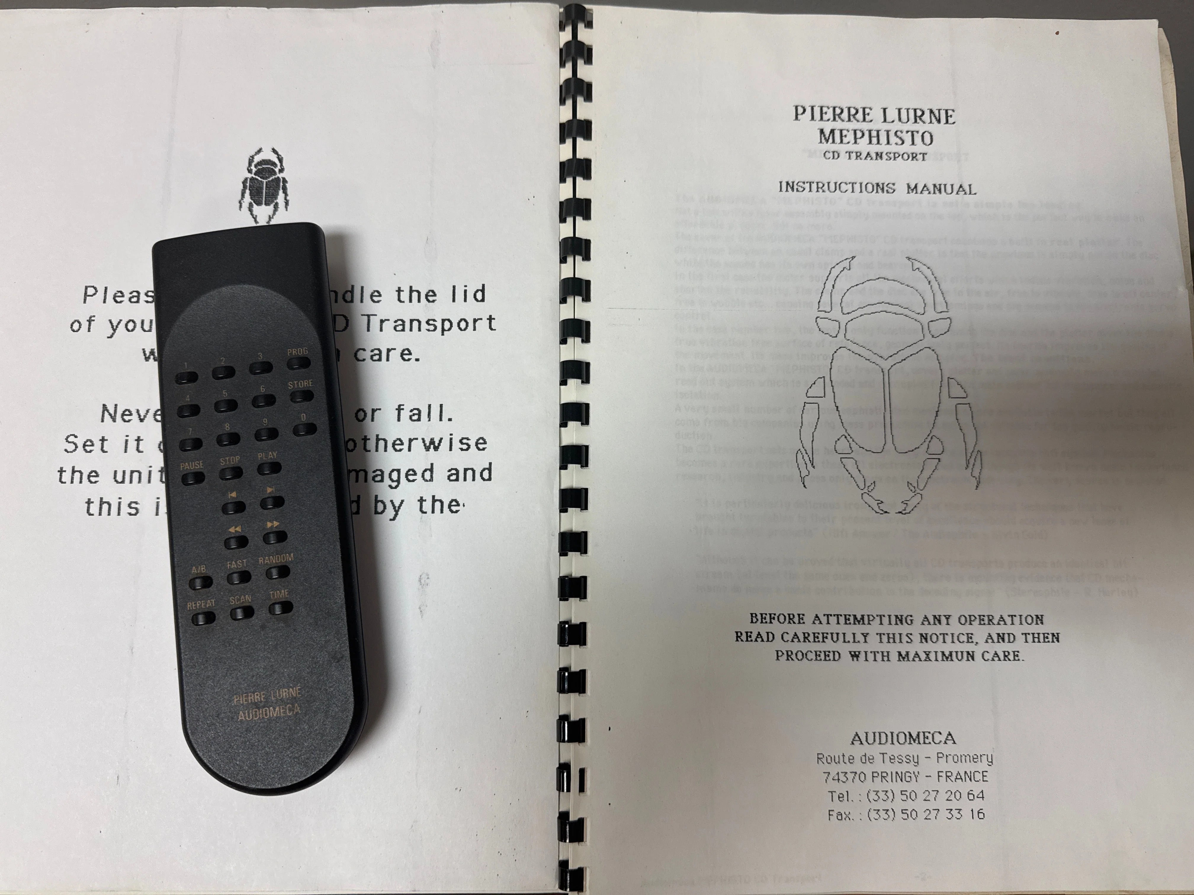 Audiomeca Pierre Lurne Mephisto CD Transport * Remote * Manual - Image 2