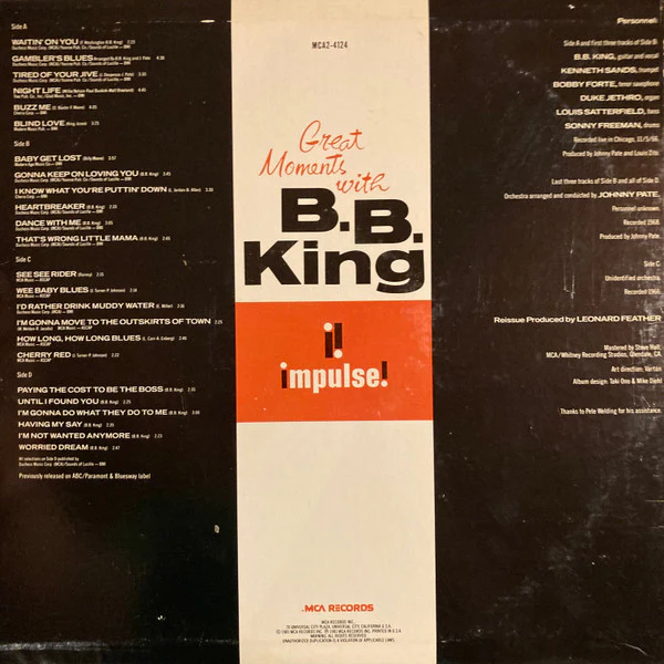 B.B. King - Great Moments With B.B. King (2xLP, Comp, Club) (Very Good Plus (VG+)) - Image 2