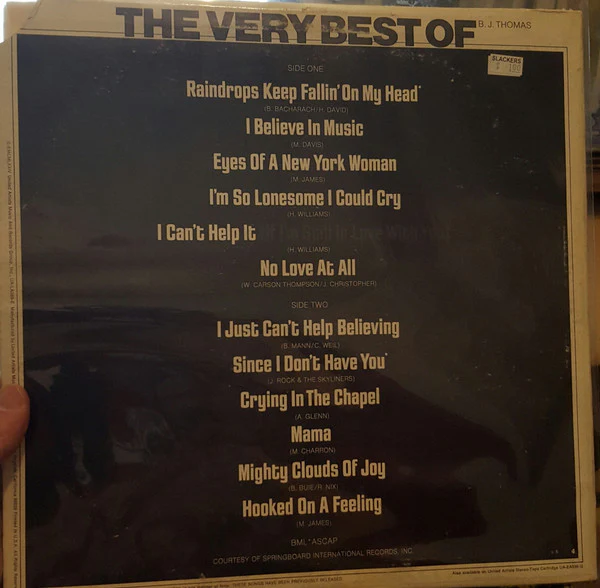 B.J. Thomas - The Very Best Of B.J. Thomas (LP, Comp, RE) (Very Good Plus (VG+)) - Image 2