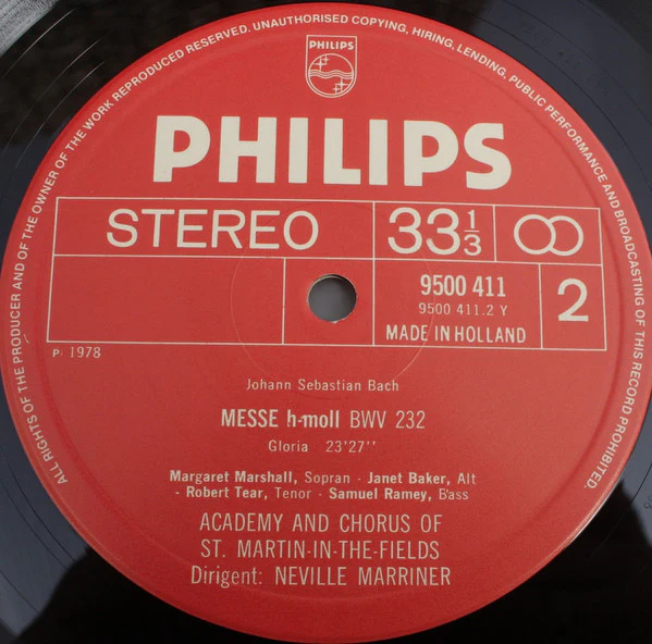 Bach*, Marshall*, Baker*, Tear*, Ramey*, Chorus* & Academy Of St. Martin-in-the-Fields*, Neville Marriner* - Messe H-Moll = Mass In B Minor = Messe En Si Mineur (3xLP, Album + Box) (Near Mint (NM or M-)) - Image 4