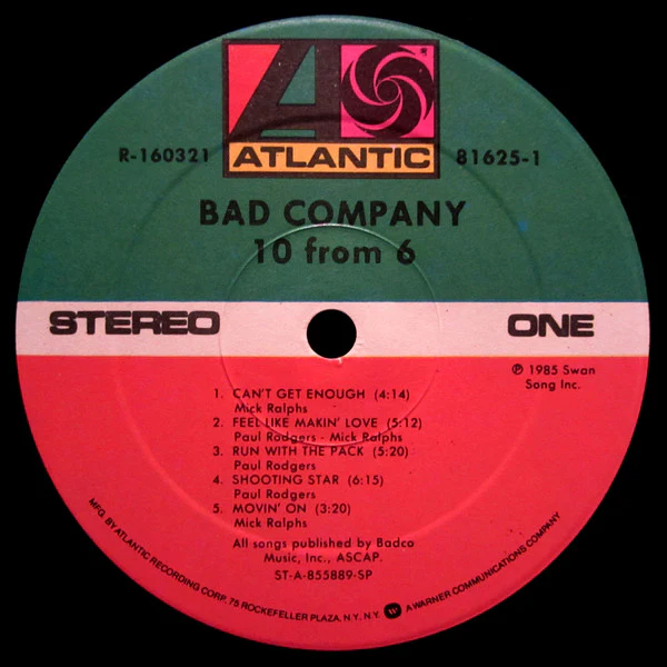Bad Company - 10 From 6 (LP, Comp, Club, RCA) (Very Good Plus (VG+)) - Image 3