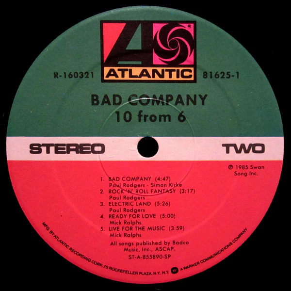 Bad Company - 10 From 6 (LP, Comp, Club, RCA) (Very Good Plus (VG+)) - Image 4