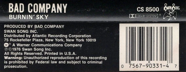 Bad Company - Burnin' Sky (Cass, Album, RE) (Very Good Plus (VG+)) - Image 2