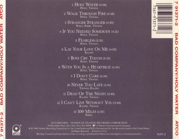 Bad Company - Holy Water (CD, Album, SRC) (Very Good Plus (VG+)) - Image 2