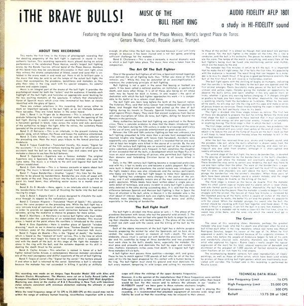 Banda Taurina - ¡The Brave Bulls! (LP, Album, Mono) (Very Good Plus (VG+)) - Image 2
